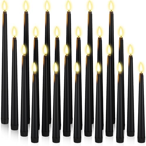 Rossesay 24 Pcs Flameless LED Taper Candles Battery Operated Candle 8.5", 9.65", 10.8", 12.8" Flameless Candlesticks Flickering for Christmas Church Wedding Indoor Decoration(Classic, Black) by Rossesay