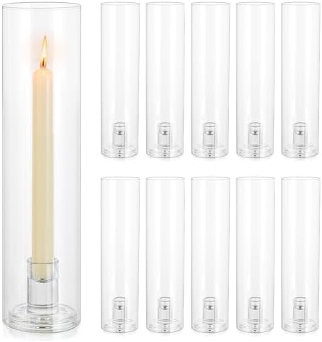 Hurricane Glass Candle Holders: 11.8" Tall Cylinder Cover Set of 10 by CreatedforWeddingsandHome
