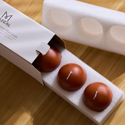 MOZEAL Hand-Poured, 3 Inch Burnt Orange Round Ball Candles - Elegant Burnt Orange Round Pillar Candles Set of 3, Dripless, Unscented, Smokeless, Ideal for Autumn Gatherings. - Image 6