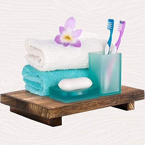 Nuogo Wood Pedestal Riser Stand for Kitchen Soap Tray,12 X 7 Inch,Brown - Image 3