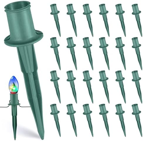 25 Pack 6 Inch Christmas Light Stakes for C7 C9 String Lights, Green by VCOKEN