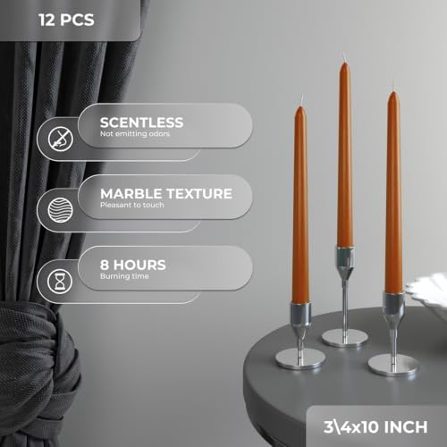 CANDWAX 10 Inch Taper Candles Terracotta Decor Candle Sticks 12 Pack - Image 2