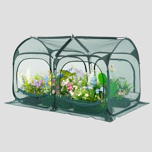Poray Large 8.2x4FT Plant Netting Cover, Pop up Tunnel Crop Cage Gardening Net,Pest Guard Cover for Vegetables &Fruits,Durable Gardening Net for Plant and Animal by porayhut