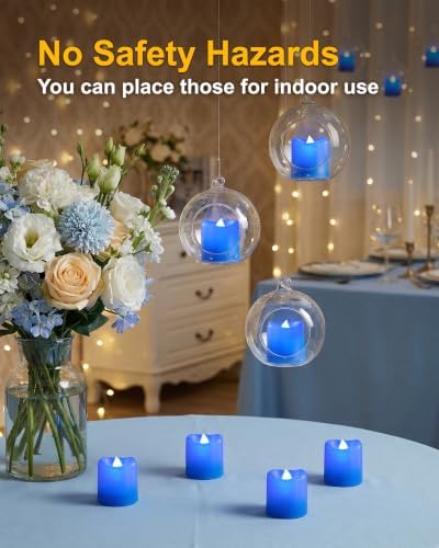 5plots 12Pack Blue Flameless Votive Candles, Fake Electric Candles - Image 3