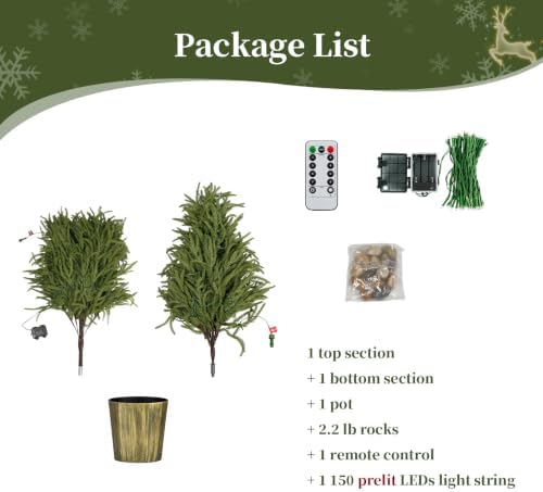 BLOSMON 5 ft Norfolk Pine Christmas Tree for Outdoor Porch, Pre Lit - Image 6