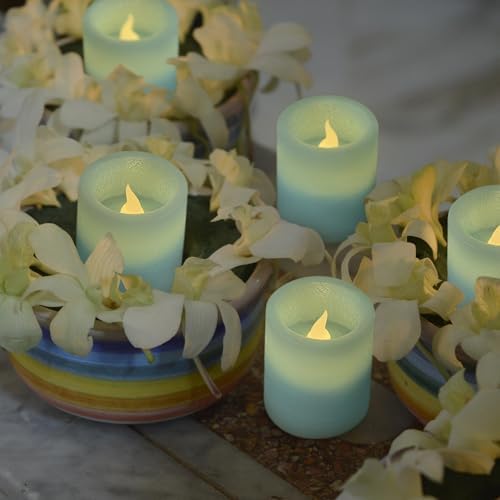 FURORA LIGHTING Blue Marble Real Wax Votive LED Candles, 6-Pack - Image 3