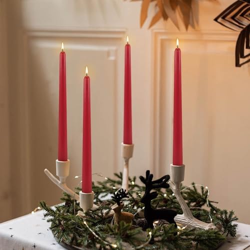 24Pack Red Taper Candles-10 Inch Dripless, Unscented Dinner Candle- Smokeless and Dripless, Long Burning time, Paraffin Wax with Cotton Wicks for Home Décor,Christmas, Wedding, Party,Candlesticks - Image 6