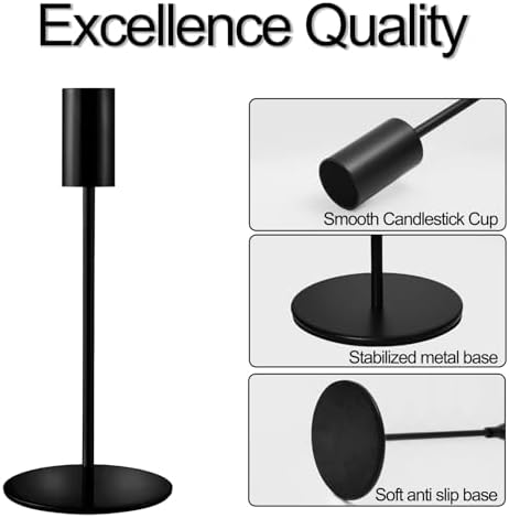 Black Candlestick Holders Bulk, Taper Candle Holders 27Pc, 3 Heights - Image 3