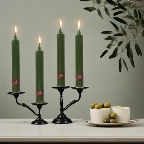 Olive Green Taper Candles Sticks Unscented 9 inch Tapered Candle Ideal as Dinner Smokeless Long Burning Candlesticks for Weddings Dinner Party Home Decor - Image 6