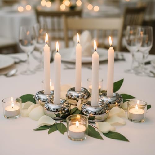 Silver Modern Doughnut Shaped Candlestick Holder (4 Pack) - Image 6