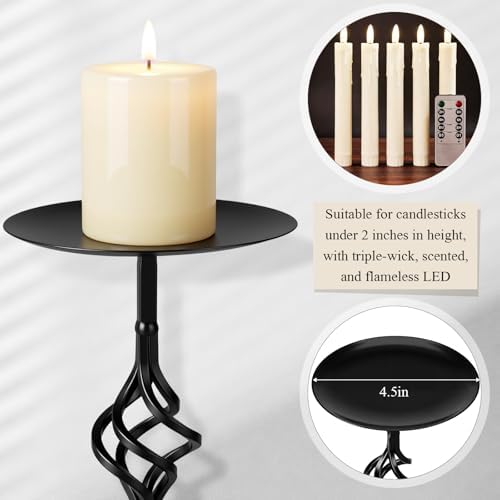 3 Pcs Black Iron Candlestick Holders 9.8, 8, 6.3 Inch, Retro - Image 4