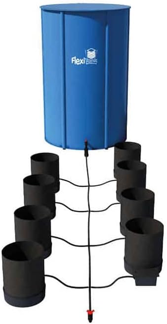 AutoPot 8 Pot GeoPot System with 5 Gallon Fabric Pots - Self-Watering, Gravity-Fed Hydroponic System (8Pot with 25 gal Flexi Tank) Indoor, Black