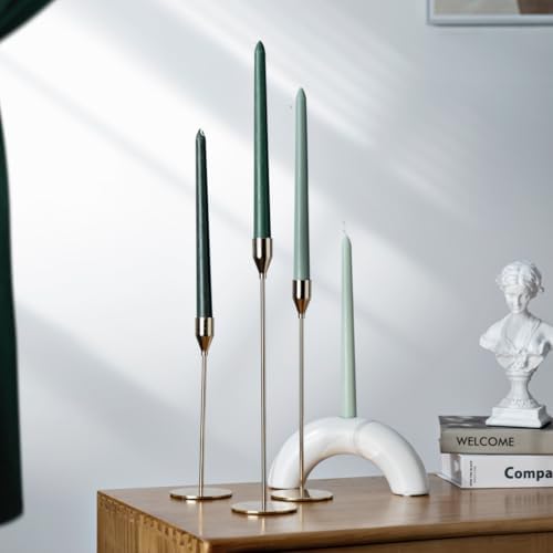 Green Taper Candles 10'' Non-Toxic Green Shades Ombre Colored Candle Sticks Set of 4 | Natual Soy Candlesticks Home Decor Centerpiece Sandalwood Scented - Image 4