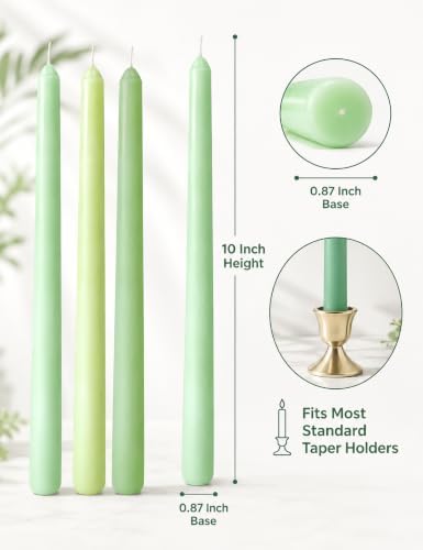 4 Shade of Gradient Green Taper Candles for Home Décor Spring - Image 3