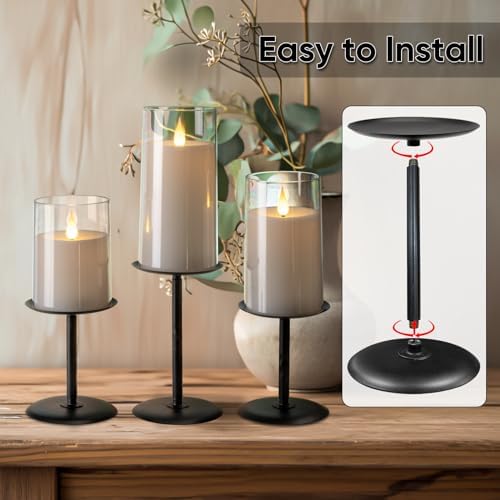 Homemory Fall Halloween Table Decor, Black Metal Candle Holders Set of 5 - Image 2