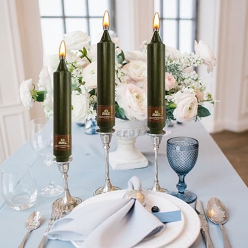 Olive Candles 4 PCS Taper Candle Unscented Tapered 7 inch Smokeless Candlesticks Candles Sticks Gift Idea Table Decor Housewarming Dinner - Image 2