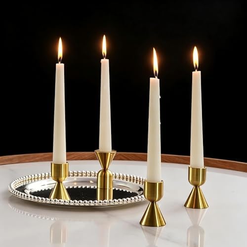NUPTIO Taper Candle Holders Gold: Small Solid Aluminum Candlstick Holders by Nuptio