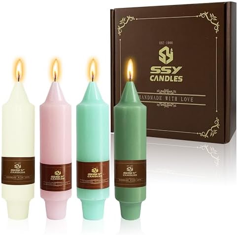 Candy Short Taper Candle 5 Inch Candlesticks Unscented Dripless Tapered Candle Set for Home Decor Wedding Party Dinner Candles, 4 Pack by XINAOBAOLUO