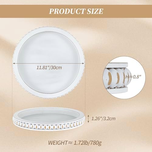 Hanobe Round Trays Home Decor, Wood Candle Holder Tray for Coffee Table 12" - Image 4