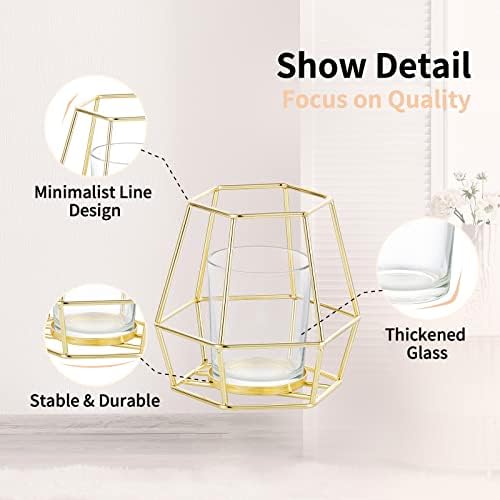 NUPTIO Gold Geometric Tealight Candle Holders, Set of 2 - Image 6