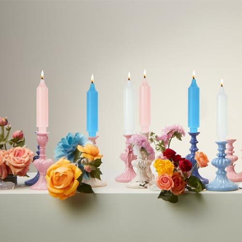 MAITREYA Pink Short Taper Candle Candlesticks Dripless Dinner Candle for Wedding Party Decoration Home Dinner,6.5inch,4 Pack - Image 6