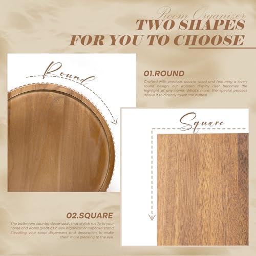 EOSAHR Acacia Wood Riser: Pedestal Stand for Bathroom Decor, Brown - Image 6