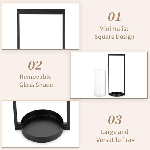 Sziqiqi Hurricane Candle Holder for Pillar: Black Candle Holders for Table - Image 6