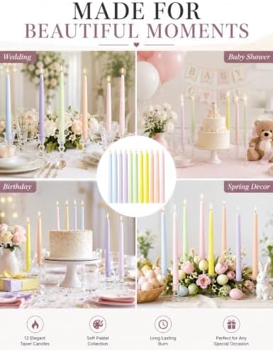 Pastel Unscented Taper Candles for Spring Easter Home Table Decor - Image 6