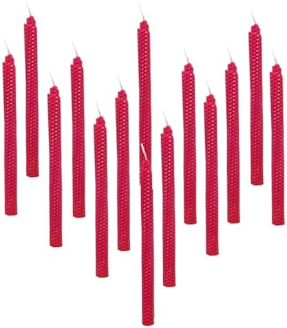Beeswax Handmade Taper Candles, 7 Pair Red Color, 9 Inch Smokeless Dripless Wax Candles, Beeswax Candle for Home Gift Ideas - Image 2