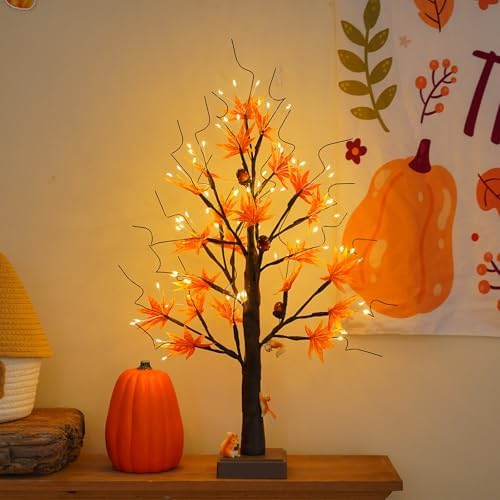 PXBJIUYA Artificial Fall Lighted Maple Tree 72 LED Thanksgiving Decorations - Image 4