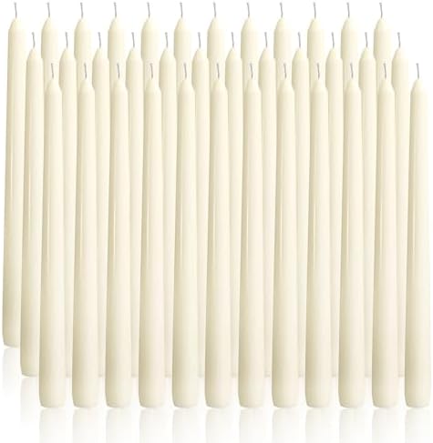 OSHINE 10 Inch Ivory Taper Candles - 36 Pack Long Taper Candle Dripless Unscented Smokeless & Emergency 7-8 Hours Long Burning Tall Candlesticks Ideal for Valentine, Weddings, Dinner Party by OSHINE