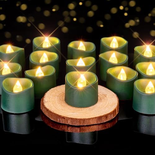 Homemory 50-Pack Green Flameless Battery Tea Light Candles, 200+ Hours by Homemory