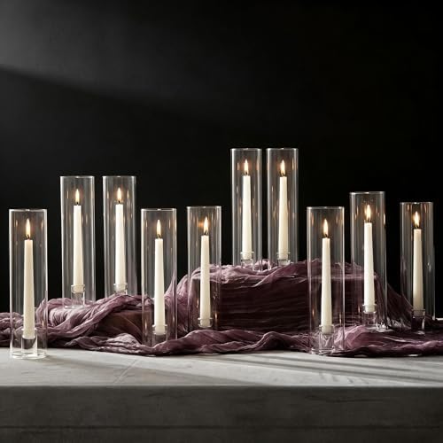 NUPTIO Hurricane Candle Holder for Candlesticks: 11.8" H Set of 10 by Nuptio