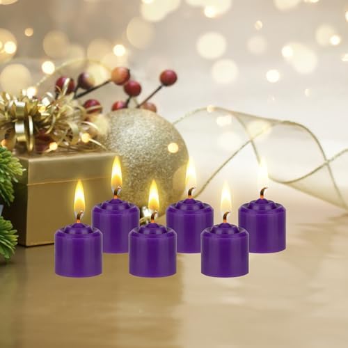 Mega Candles 12 pcs Unscented Purple Votive Candles, Hand Poured Wax Candle 10 Hours 1.38 Inch x 1.5 Inch, Home Décor, Wedding Receptions, Centerpieces, Occasions, Events, Festivities, Meditations - Image 4