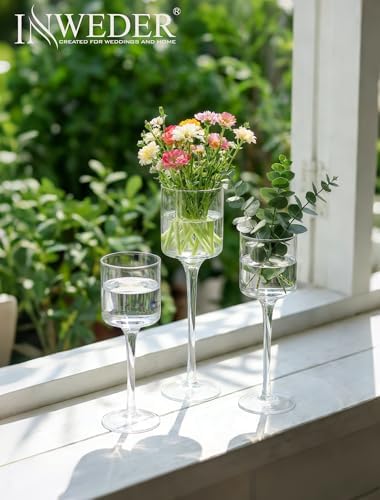 Glass Candle Holder for Table Centerpiece - Inweder Tall Tea Lights Candle Holder, Elegant Clear Long Stem Candle Holders for Pillar Candles, Floating Candle Holder for Party, Home Decor, Set of 18 - Image 5