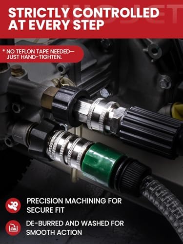 WOJET M22-14mm Pressure Washer Quick Connect Kit, Garden Hose Quick Connect - Image 3