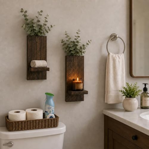 Wood Wall Decor Set of 2, Farmhouse Wall Planter for Small Spaces - Image 3