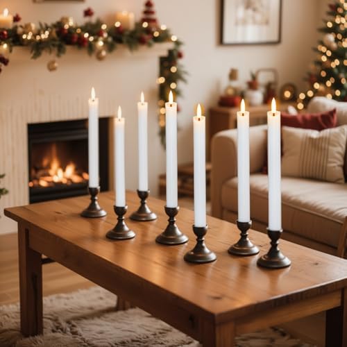 Wondise Flameless Taper Candles with Remote Timer Real Wax White - Image 7