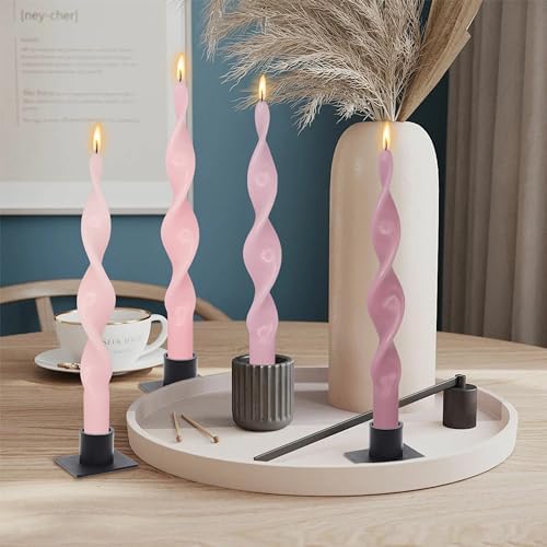 Unscented Spiral Taper Candles Gradient Pink 10 Inch Twisted Candlesticks Taper Candles for Home Decor Weddings - Image 2