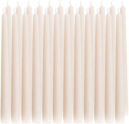 SOFT BREEZE 24 Pack 10 Inch Taper Candles,8 Hours of Burning Time Taper Candle, Odorless, Dripless,Smokeless, Restaurant, and Party Candles, Household Dinner Candles, White by SOFEBREEZE
