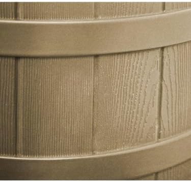 Rain Wizard, 40 Gallon Capacity, Wood Texture Design, Brass Spigot, Flat Top (Khaki)