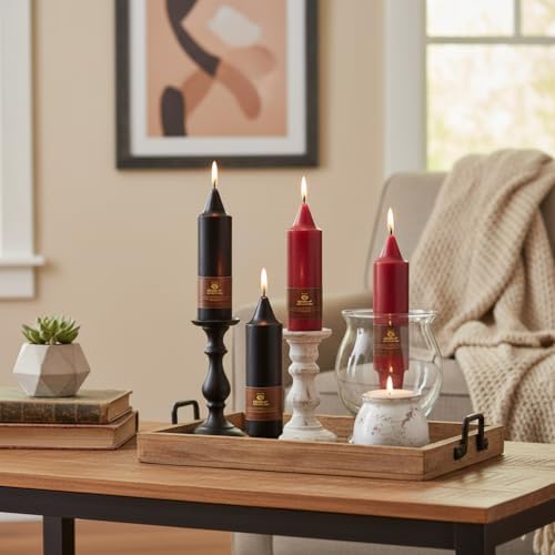 5 inch Short Taper Candlesticks Red Black Unscented Tapered Candles for Dark Romantic Halloween Party Gothic Dinner Household Decoration - Image 2