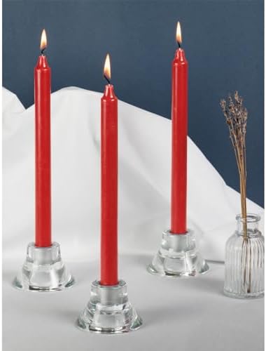 CANDWAX Red Taper Candles Pack of 12 - Slow Burning Dripless Unscented Straight Candles 10 inch - Ideal for Dinner Table - Smokeless Long Candlesticks - Image 5