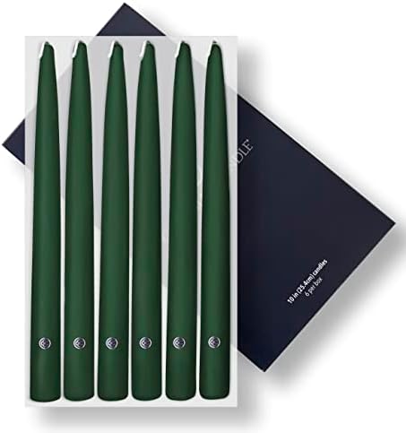 Colonial Candle Unscented Taper Candle, Handipt Collection, Evergreen, 10 in, Pack of 6 Candlesticks - Up to 8 Hours Burn by ColonialCandle
