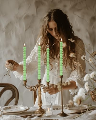 MAITREYA Green Spiral Taper Candles-Set of 4 for Decoration Weddings Party Church-Unscented Dripless Candles,10inch(Green-D) - Image 3
