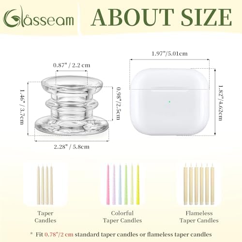 Glasseam Taper Candle Holders Set of 10 Glass Candlestick for Wedding Decor - Image 7