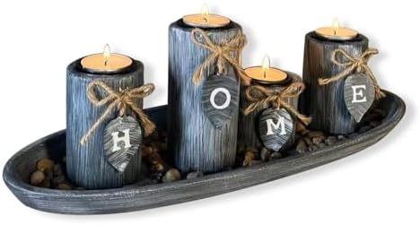 Wooden Candle Holders Centerpieces for Living Room Coffee Table Decorations by Beautifulhomehappylife