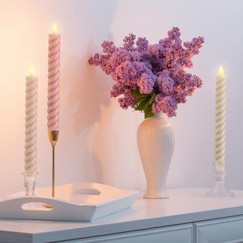 Baquler 6 Pcs Pastel Pink Flameless Taper Candle Twisted LED 9.65 Inch Taper Candles Battery Operated Spiral Candlesticks for Valentine Wedding Birthday Home Party Holiday Dinner Fireplace - Image 5
