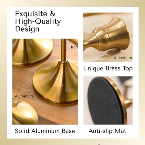 Brass Gold Candlestick Holders Set of 6, Taper Candle Holder for Candlesticks, Antique Vintage Candle Stick Candle Holders for Table Centerpieces Mantel Wedding Home Christmas Decorations - Image 3