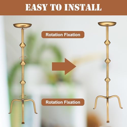 Mumufy 1 Pcs Metal Tall Floor Candleholder Candlestick, 32 Inch, Gold - Image 3